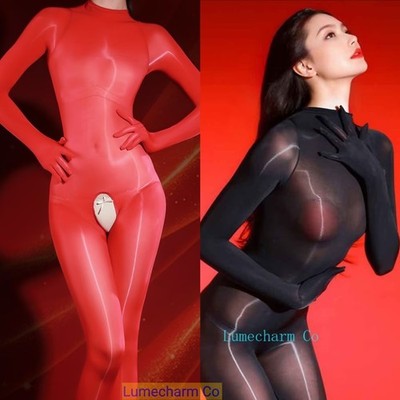 High Glossy Oil Shiny Full Bodystocking Nylon Bodysuit Tights Bodyhose Women Men