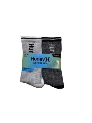 HURLEY Cushıoned Crew Kıds M 6 Pairs  H2O Dri Moisture Wickıng 