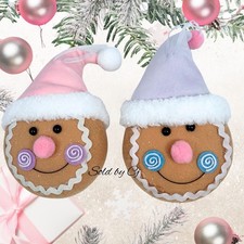 Pastel Gingerbread Couple Plush Christmas Tree Ornaments Holiday Home Decor New