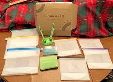 7 Silicon Reusable Storage Bags  with Bag Holder & Sponge Home Hero
