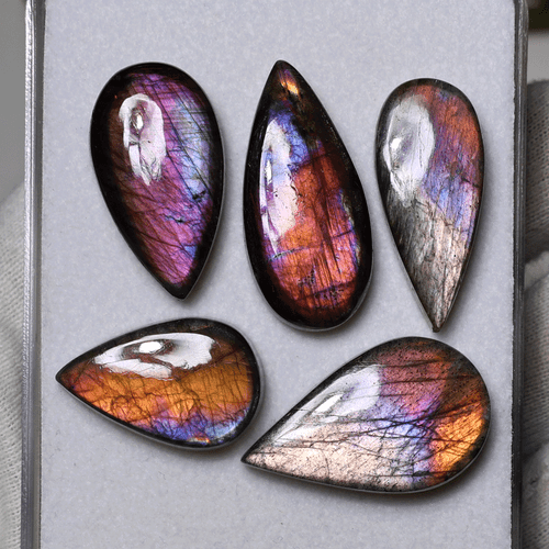 Rainbow Spectrum ~ 5 piezas piedras preciosas cabujón espectrolita natural de alto grado 23 mm-31 mm - Imagen 3 de 11