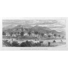 NEW ZEALAND Maori Village of Wairoa Destroyed by Volcano - Antique Print 1886