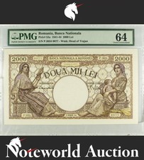 Romania Banca Nationala 2000 Lei 1941-44 P 53a UNC PMG 64 NR No Reserve