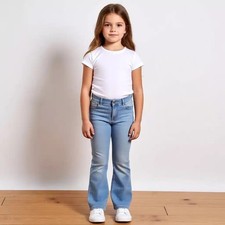 Levis Girls Flare Denim Light Wash Adjustable Waist Stretch Jeans Size 6 NWT