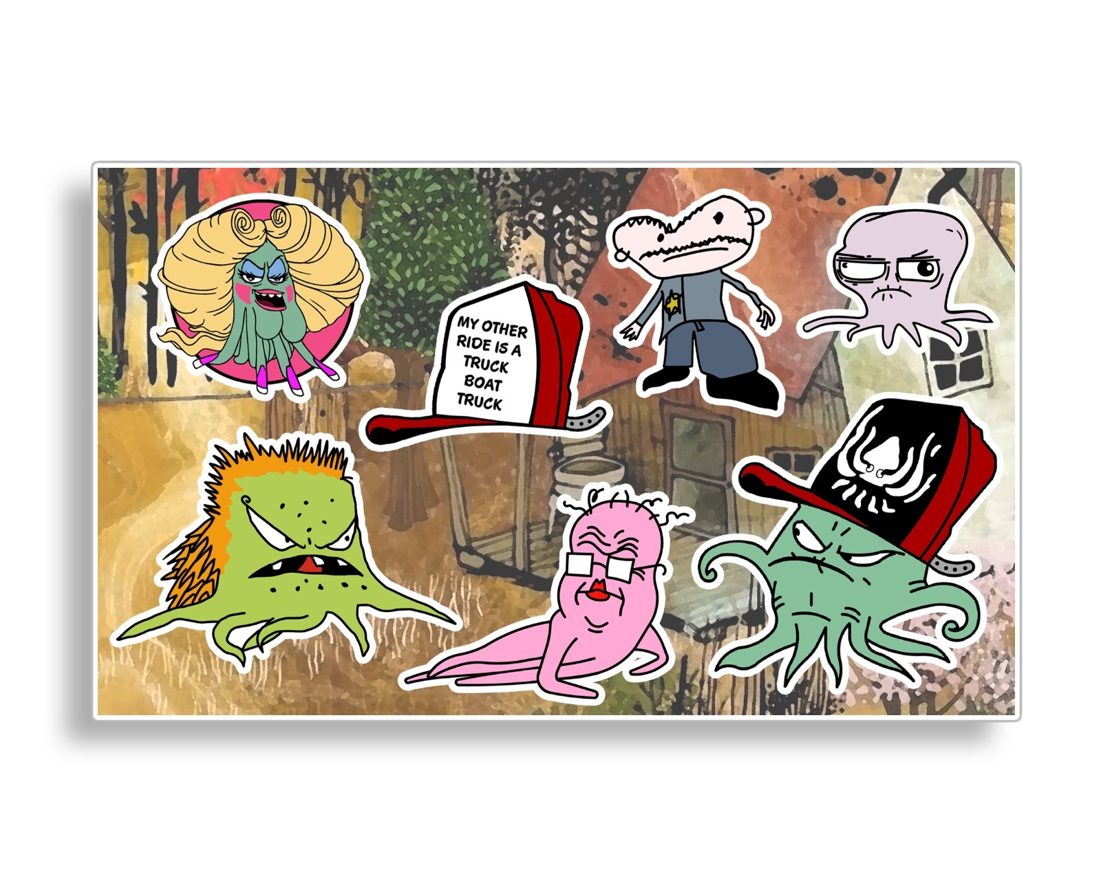 Squidbillies Blue Ridge Mud Squids Adult Cartoon Vinyl Decal Sticker Sheet