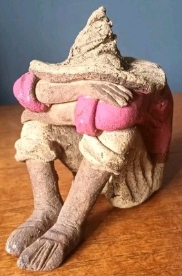 Vintage Mexikanische Volkskunst Ton Skulptur - Siesta Mann