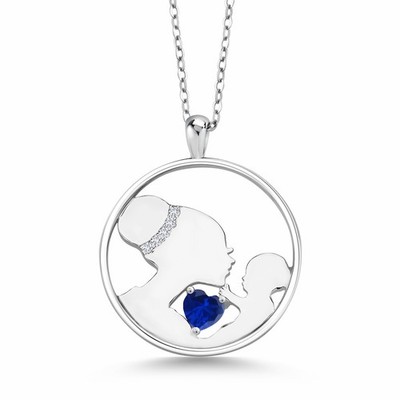 Keren Hanan Mother and Child 0.55 Ct Created Sapphire E-F Lab Grown Diamond 925