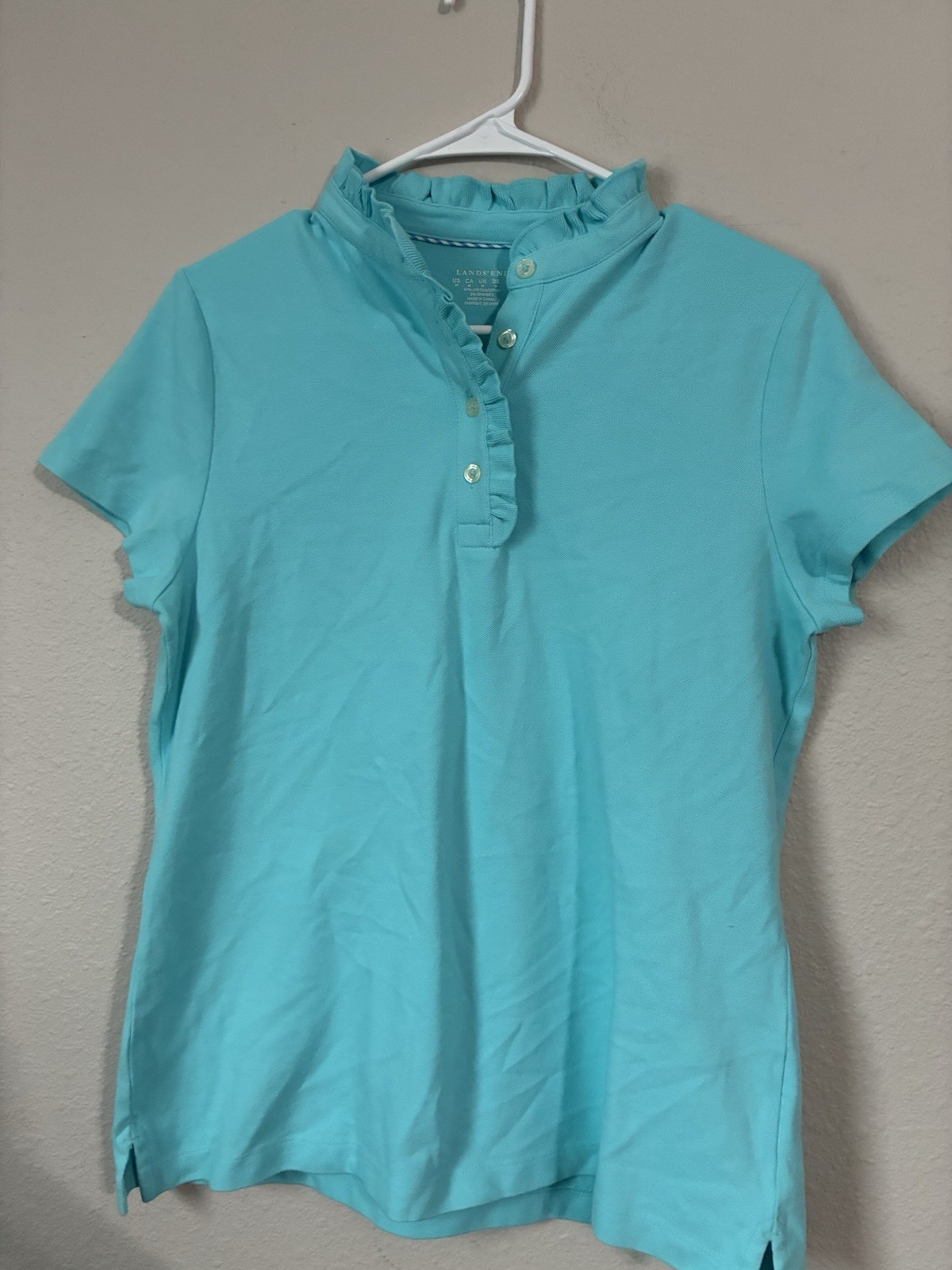 Women’s Turquoise Polo Lands End Size Medium