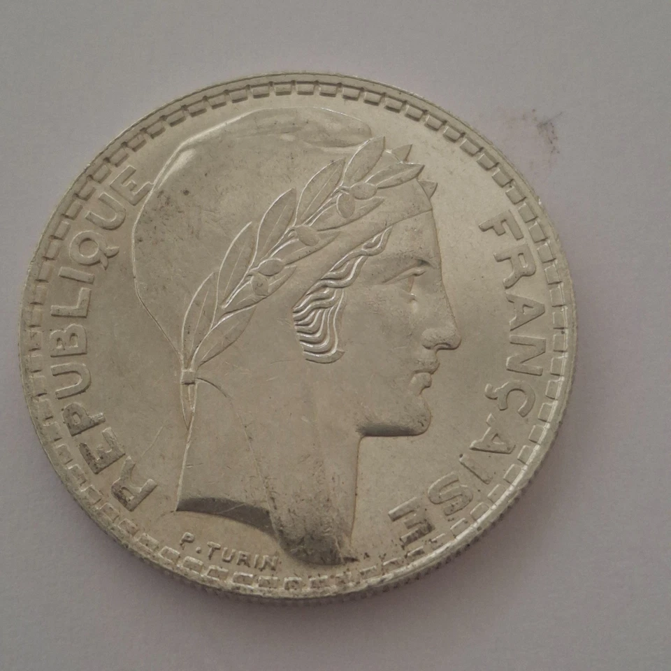 MONNAIE 20 FRANCS TURIN ARGENT 1938 - Photo 2/2