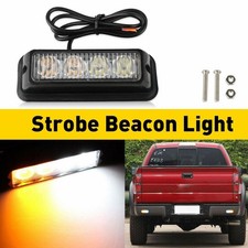 Amber White LED Truck Beacon Daytime Warning Hazard Flash Strobe Light Set of 4