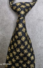 Pierre Balmain Men's Silk Necktie BlackOlive Geometric Preppy Formal 90's Career