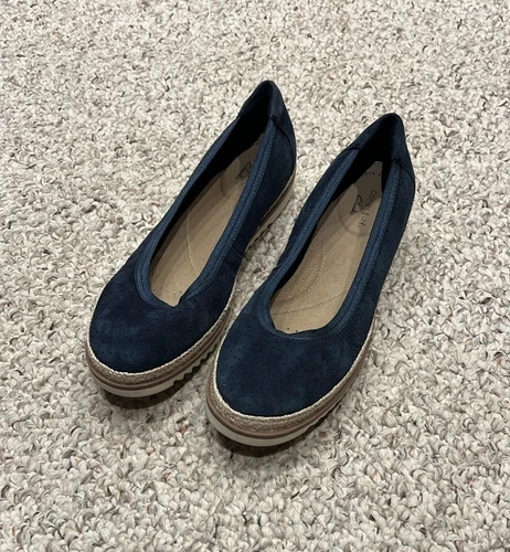 Ballerine Clarks Kelly Serena scamosciate taglia 7 blu navy casual slip on