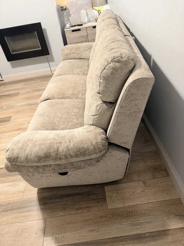 3 Seater Power Recline Sofa Grey Fabric - Image 2 of 4