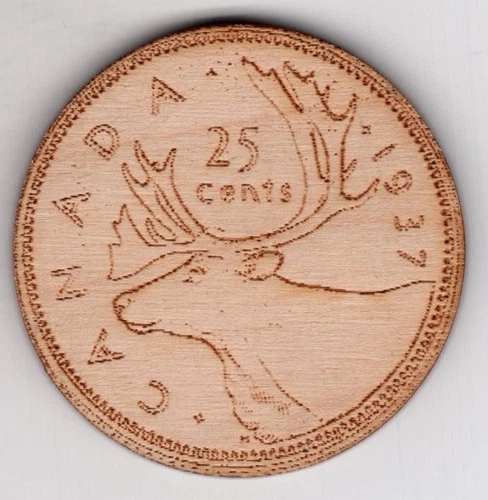 CANADA WOODEN NICKEL QUARTER ENGRAVED SEAN SINCLAIR