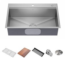 Kraus KWT330-33 Kore 33" Drop In Single Basin Stainless Steel - Stainless Steel