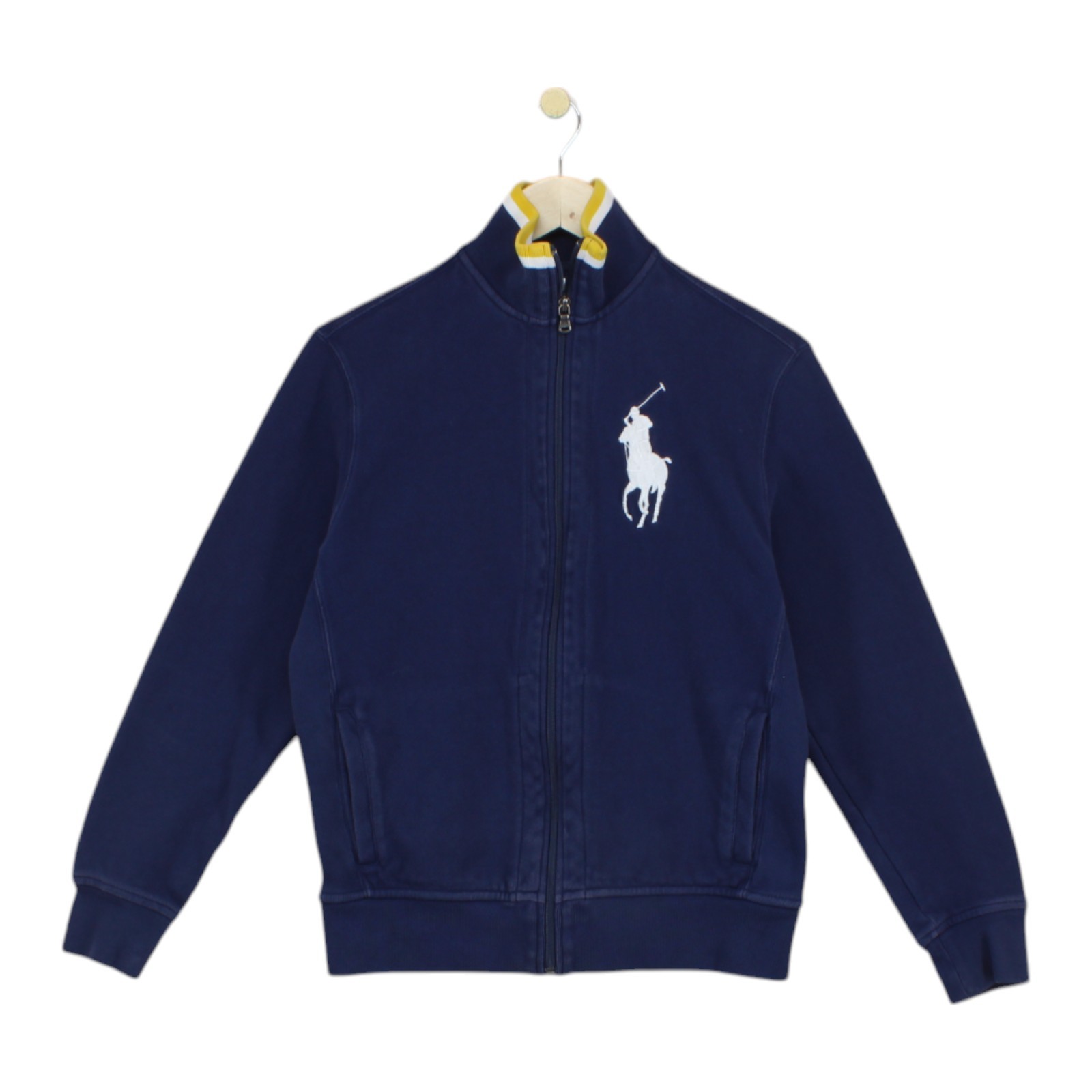 Felpa Ralph Lauren Big Pony vintage uomo taglia XS S blu full zip