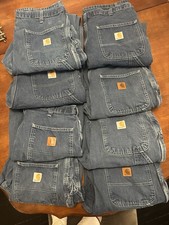 Carhartt Blue Denim Dungaree Fit Carpenter Work Pants Jeans Mens 32x32