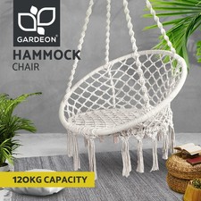 Gardeon Hammock Chair Outdoor Hanging Macrame Cotton Portable Indoor Swing Cream