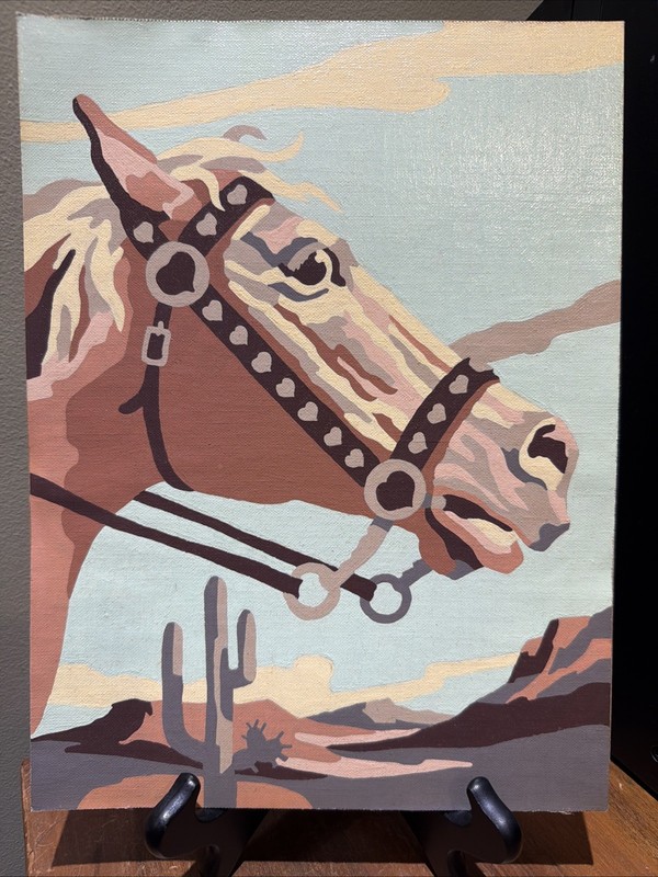 Vintage Paint by number "Golden Palomino" 1950s Horse Unframed Completed
