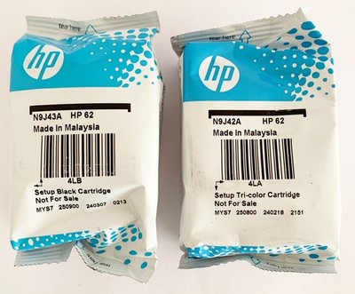 HP 62 Setup Tintenpatronen - Schwarz & Dreifarbig - Original OEM - für neue Drucker
