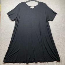 LOFT Black T-Shirt Dress Plus Size 24/26 Rayon Spandex Short Sleeve A-Line