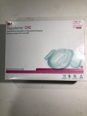 3M Tegaderm 1659  4in *6 ,1/8  Gel Pad contains 2%  CHG  NEW  EXP 2028/01 Lot 25