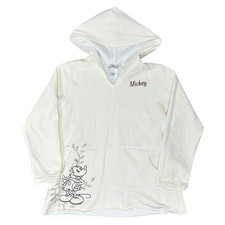Disney Hoodie Pullover Mickey Y2K Regular Beige Sweatshirt Womens Large