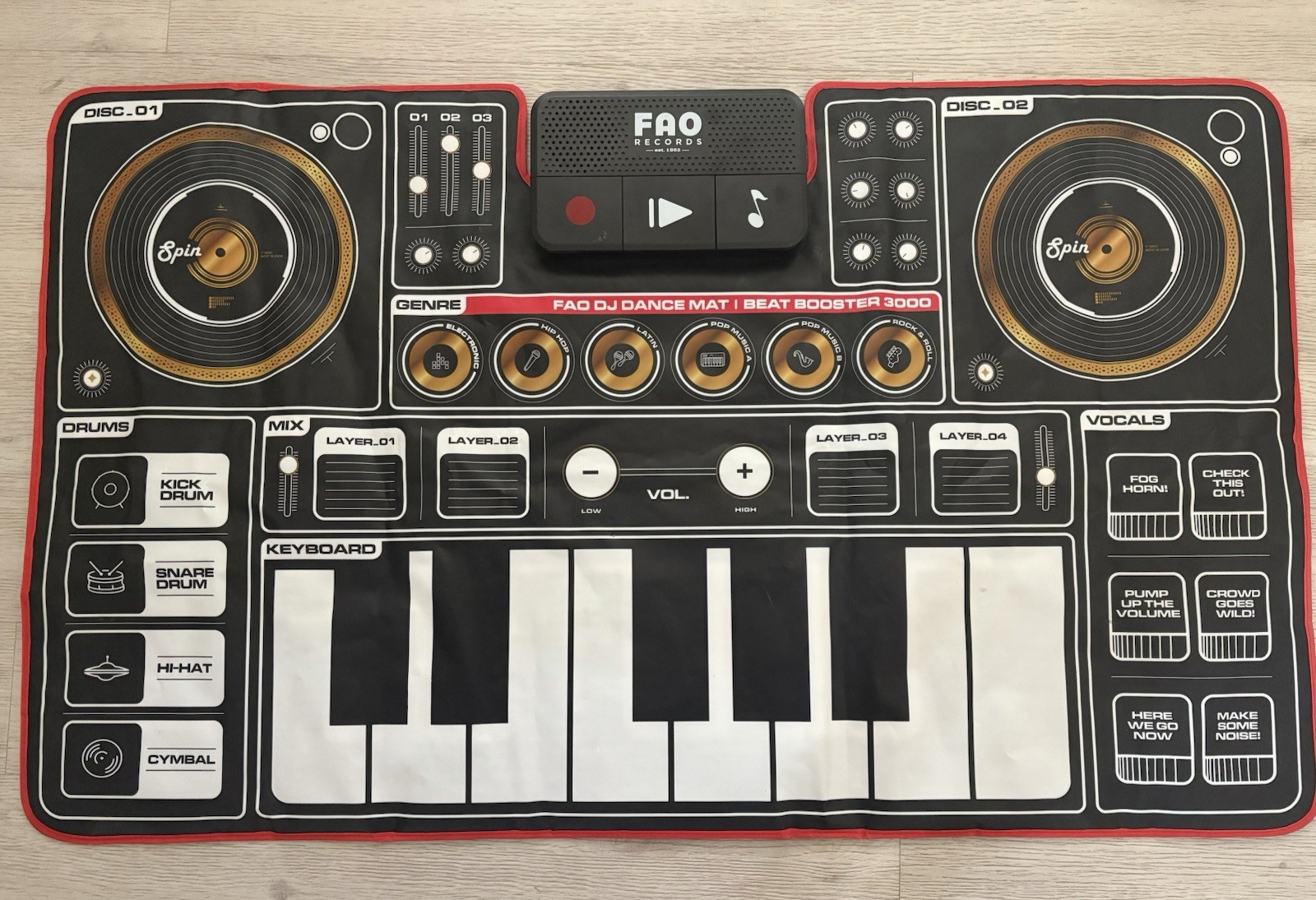 FAO Schwarz Electronic Dance Mat with DJ Mixer, Piano Keys & Turntable for Interactive Play