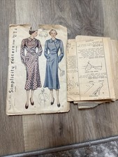 Vtg 30s Womens Day Dress Trim Sewing Pattern Simplicity 2164 Size 14 Bust 32