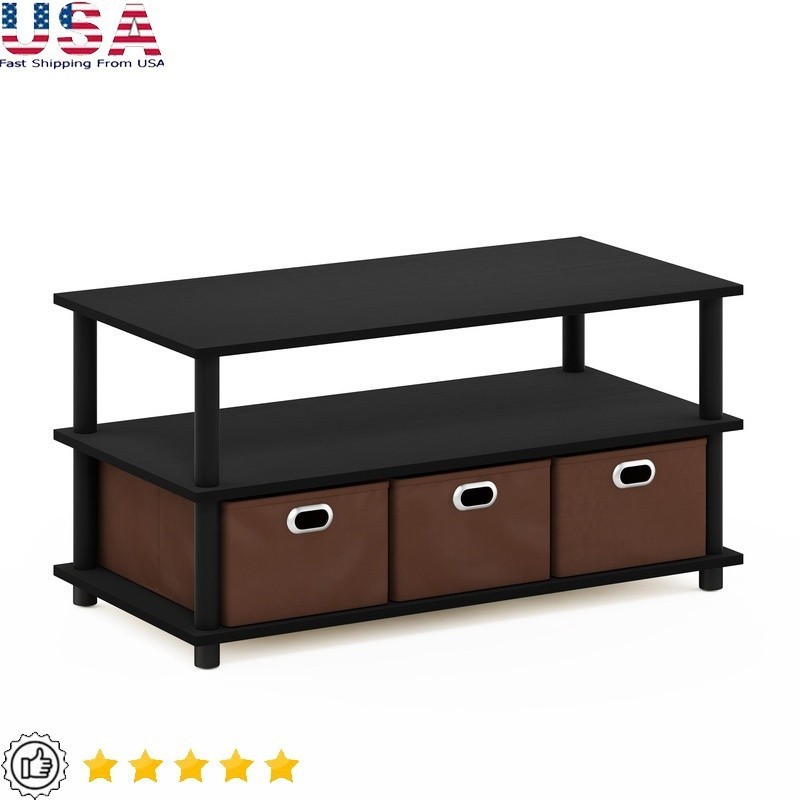 Coffee Table W/ Drawer Bins Storage Easy Assembly Indoor Living Room Rectangular-image