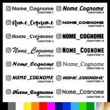 4 PEZZI ADESIVO INSTAGRAM NOME PERSONALIZZATO AUTO MOTO BICI CASCO