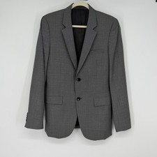Theory Men Suit Jacket Blazer 36 Regular Gray Wool Blend Business Formal