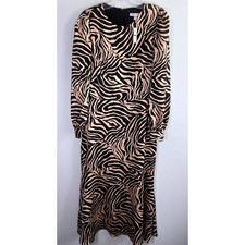 Chelsea28 Zebra Print Maxi Dress Long Sleeve Party Cocktail Dress S Lined