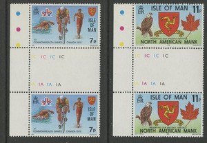 ISLE OF MAN 139-40, 1978 GAMES/MANX ARMS, GUTTER PAIRS, MNH (IOM4353)