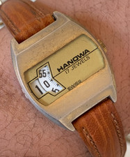 1960's Vintage Hanowa Watch Manual Swiss Made 17 J Digital Jump Hour Gold Plated