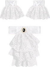 Jabot Lace with 2 Ruffle Cuffs, Victorian Ruffle Collar Colonial Costume Accesso