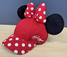 Authentic Disney Parks Minnie Mouse Polka Dot Ears  Bow Baseball Cap Youth Size