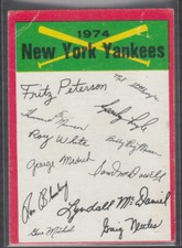 THURMAN MUNSON 1974 Topps #NNO New York Yankees Team Checklist ** Variation