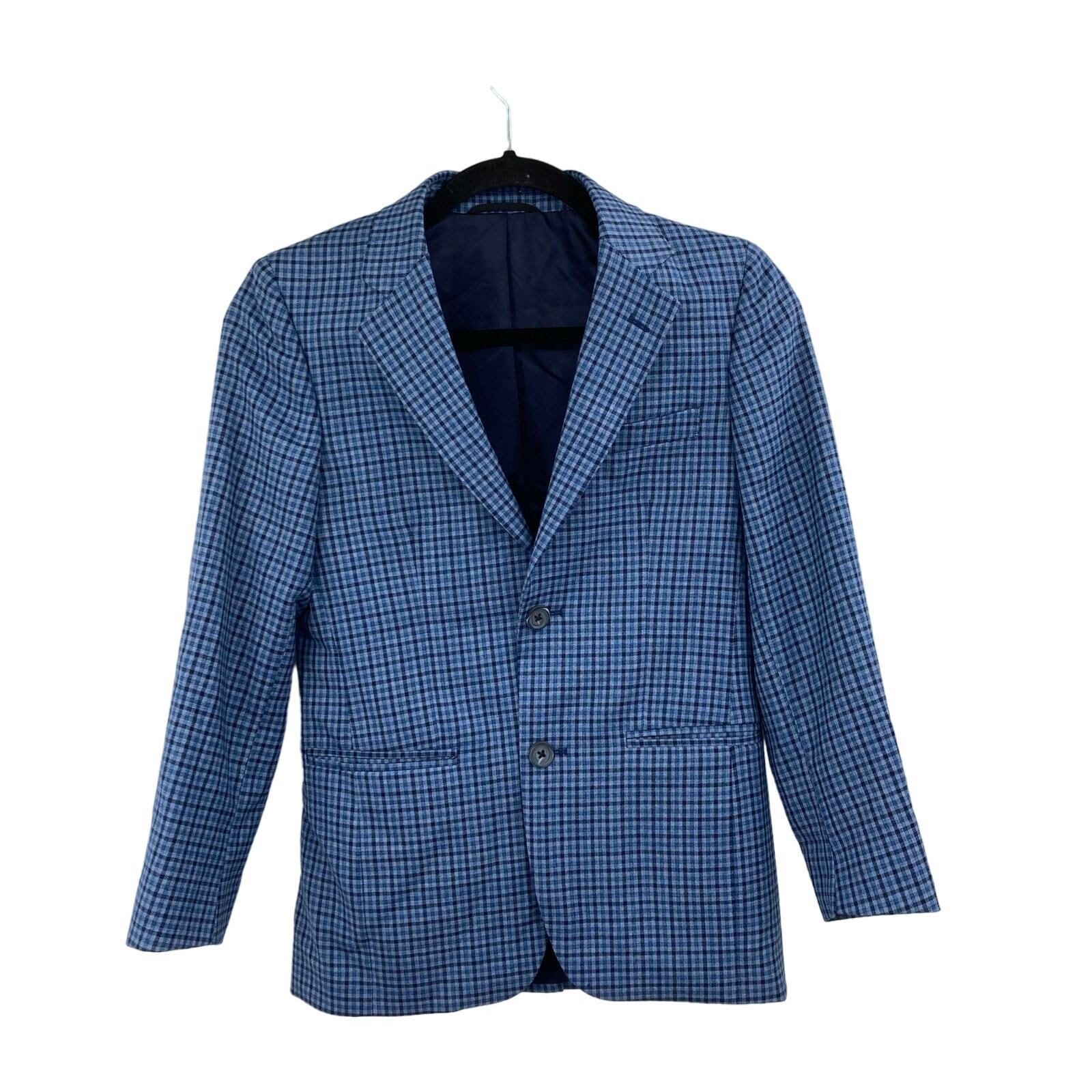 Blazer deportivo de lana a cuadros azul JB Jr para niño talla 12-image