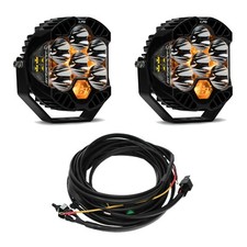 Baja Designs Clear LP6 Pro Pair 5,000K LED Spot Pattern Lights/Toggle Harness