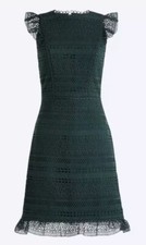 NWT $198 J. CREW DEEP GREEN LACE CAP SLEEVE DRESS SIZE 6