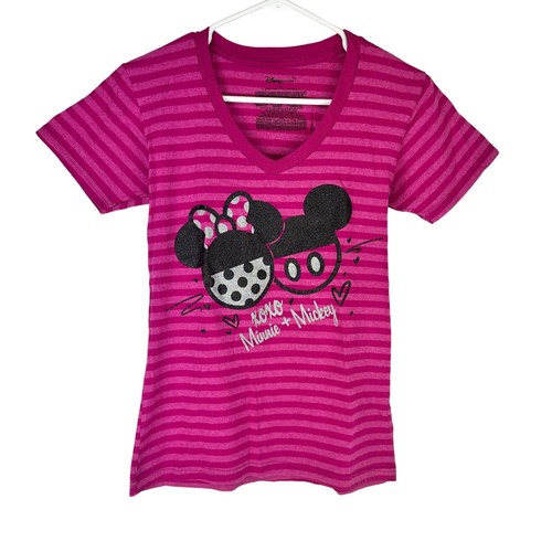 Disney Store Shirt Minnie + Mickey Mouse rosa Damen Gr. Small gestreift