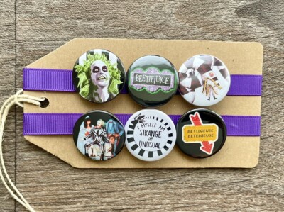 Beetlejuice - Button Pin Anstecker Set - Geist, Halloween, Geister, Fantasy, Komödie
