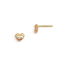 Real 14kt Yellow Rose Gold Madi K Children's Heart Post Earrings