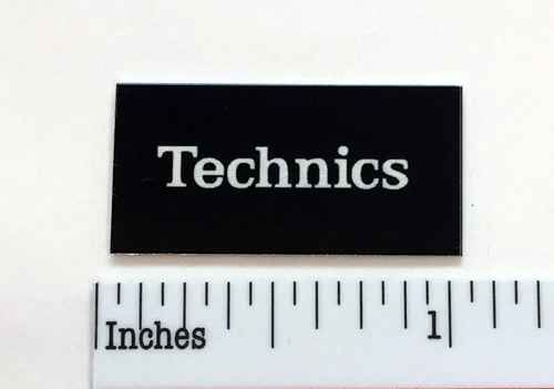 Technics Turntable Logo Badge For Dust Cover Custom Made Silver Aluminum 1 x .5"