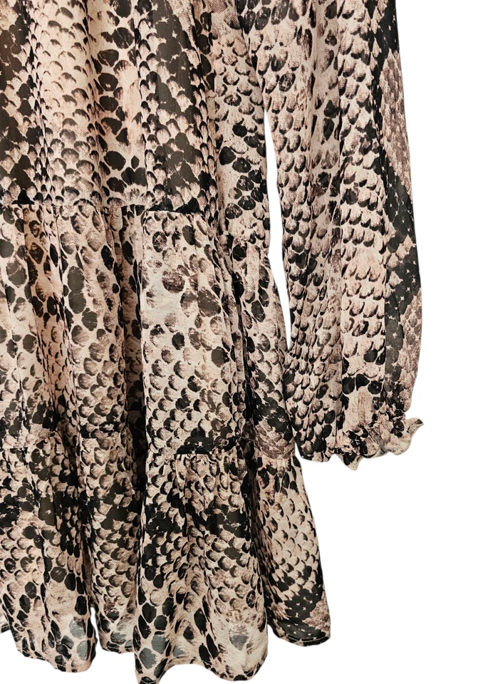 Para Mujer - Mini Vestido Show Me You Mumu Estampado Serpiente Manga Larga, Talla Pequeña Foto 4 de 4