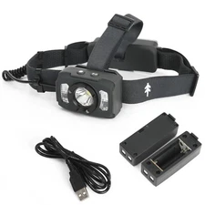 Swiss Tech 680-LUMENS RECHARGEABLE DUAL POWER LED HEADLAMP Motion Activated AAA