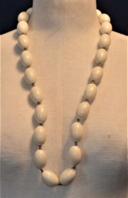 VTG Selten 50er Unterschrieben Miriam Haskell Kunststoff-Ovale Perlenkette 29''