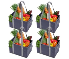4pk Reusable Grocery Bags Shopping Bags Tote Box Large Heavy Duty Groceries B...