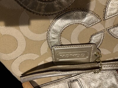 Coach Op Art Tote Bag Gold Y2K Nice Clean C Logo Hangtag | eBay